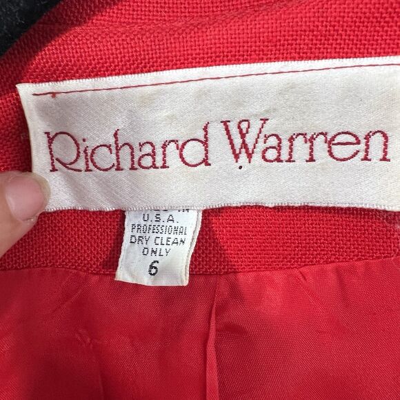 VINTAGE Richard Warren RED Short Sleeve Jacket Sz 6 double breasted 80s - Picture 7 of 16